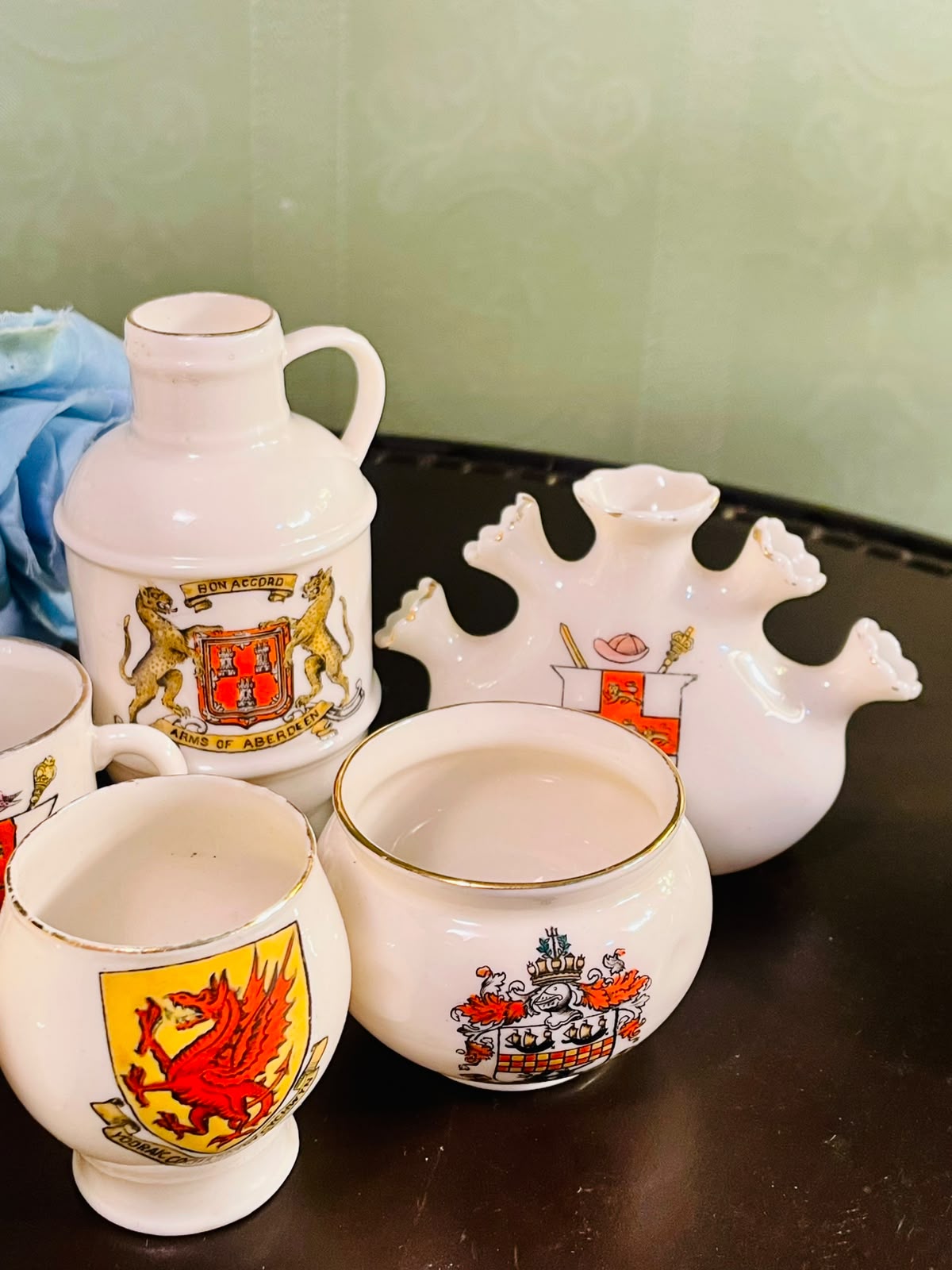English Crested Ware 7 Piece Decorative Collection