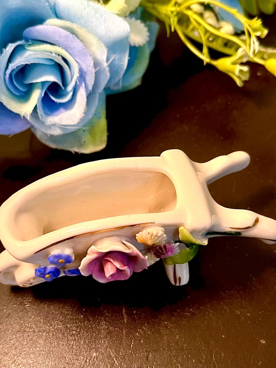 Floral Ceramic Wheelbarrow Ornament 10 cm
