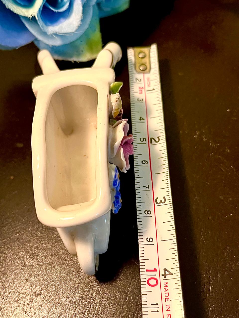 Floral Ceramic Wheelbarrow Ornament 10 cm