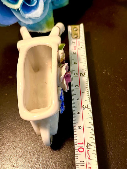 Floral Ceramic Wheelbarrow Ornament 10 cm