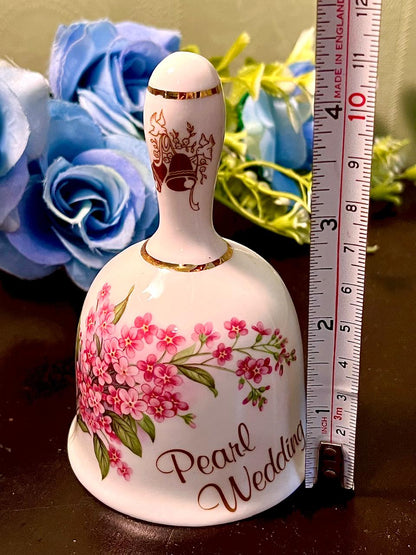 Vintage Fine Bone China Pearl Wedding Bell – M.G. Fine Bone China Norwich England – 10 cm