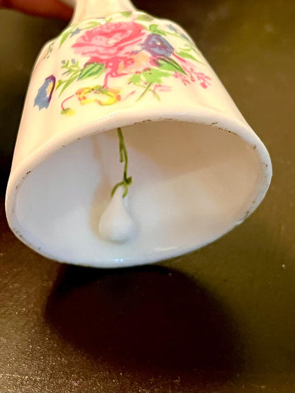 Floral Ceramic Handbell with Heart Handle 9 cm