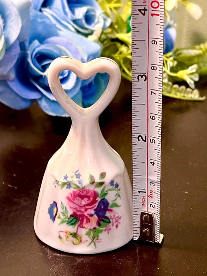 Floral Ceramic Handbell with Heart Handle 9 cm