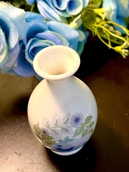 Wedgwood Blue Floral Ceramic Bud Vase 10 cm