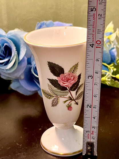 Wedgwood Pink Rose Footed Vase Made in England 10 cm