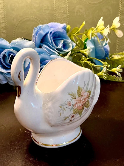 Brocade Fine Bone China Floral Swan Planter 10 cm
