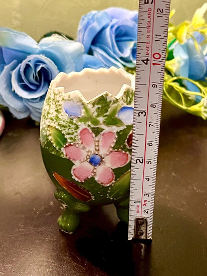 Floral Egg-Shaped Ceramic Planter 9 cm