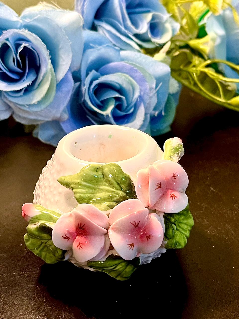 Pink Floral Ceramic Candle Holder 6 cm