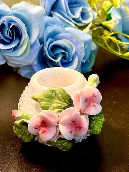 Pink Floral Ceramic Candle Holder 6 cm