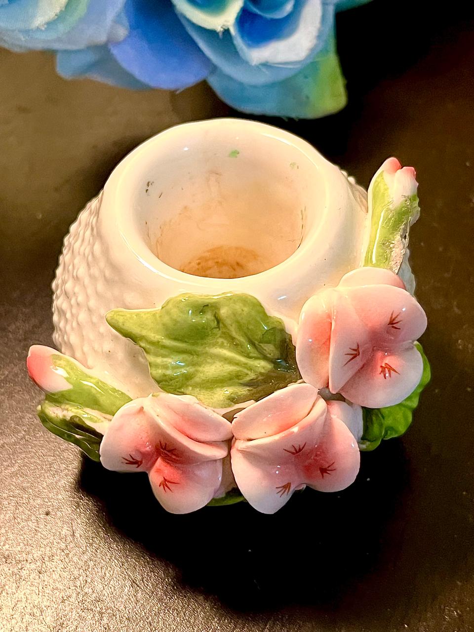 Pink Floral Ceramic Candle Holder 6 cm