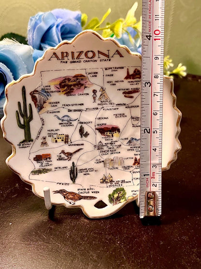 Arizona Grand Canyon State Map Decorative Plate 4 Inch