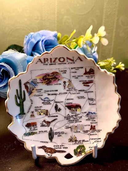 Arizona Grand Canyon State Map Decorative Plate 4 Inch