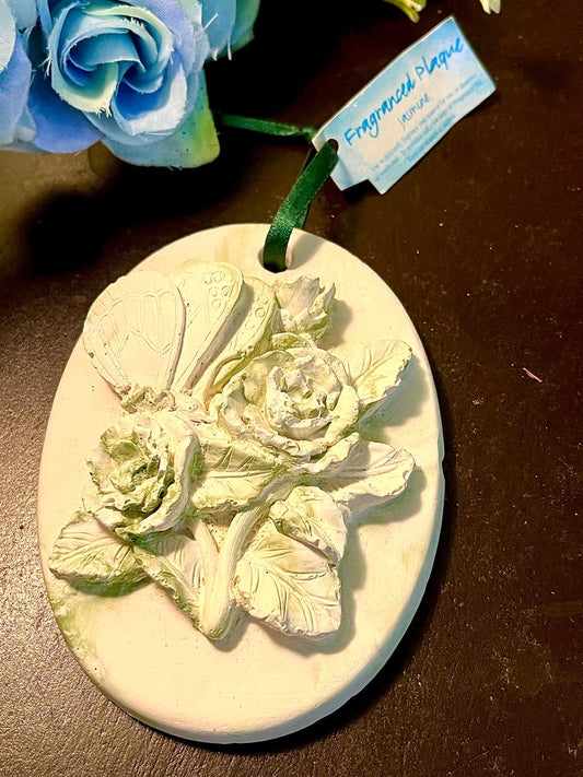 Jasmine Floral Butterfly Fragrance Wall Plaque 4.5 Inch