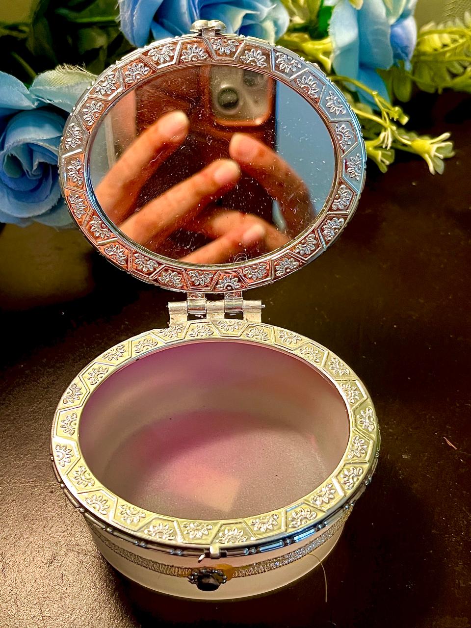 Pink Butterfly Mirrored Trinket Box 3 Inch