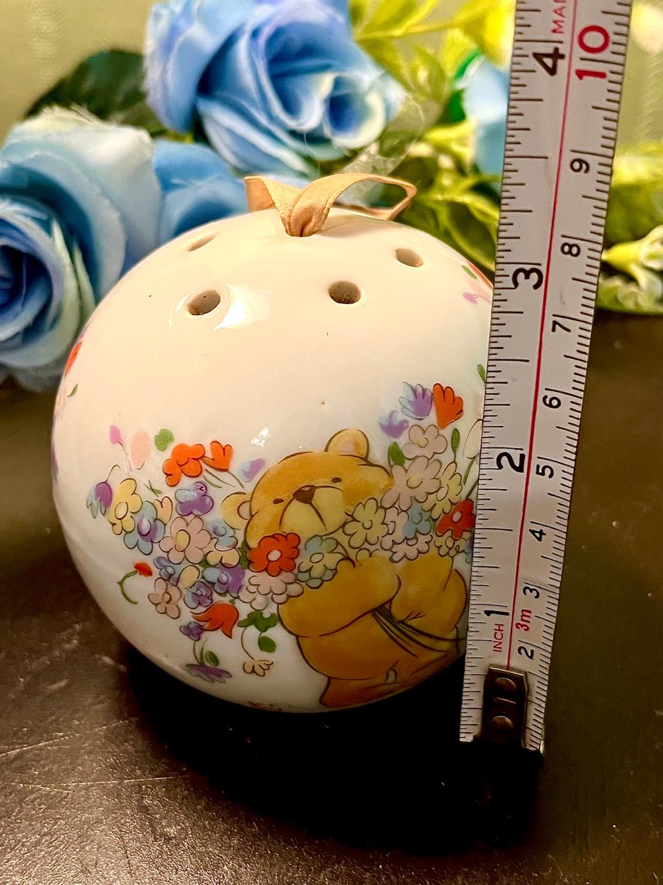 Teddy Bear Floral Ceramic Pomander 3.5 Inch