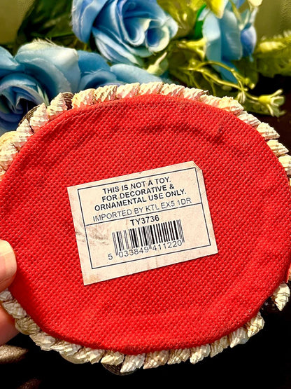 Shell-Covered Decorative Trinket Box Red Lining 4.5 Inch
