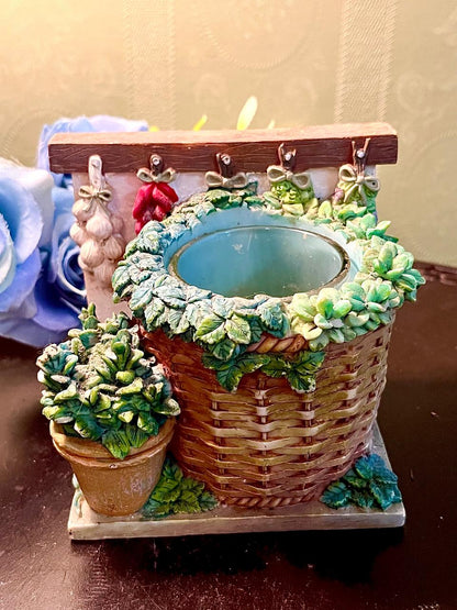 Garden Basket Candle Holder with Crystal Insert 4.5 Inch