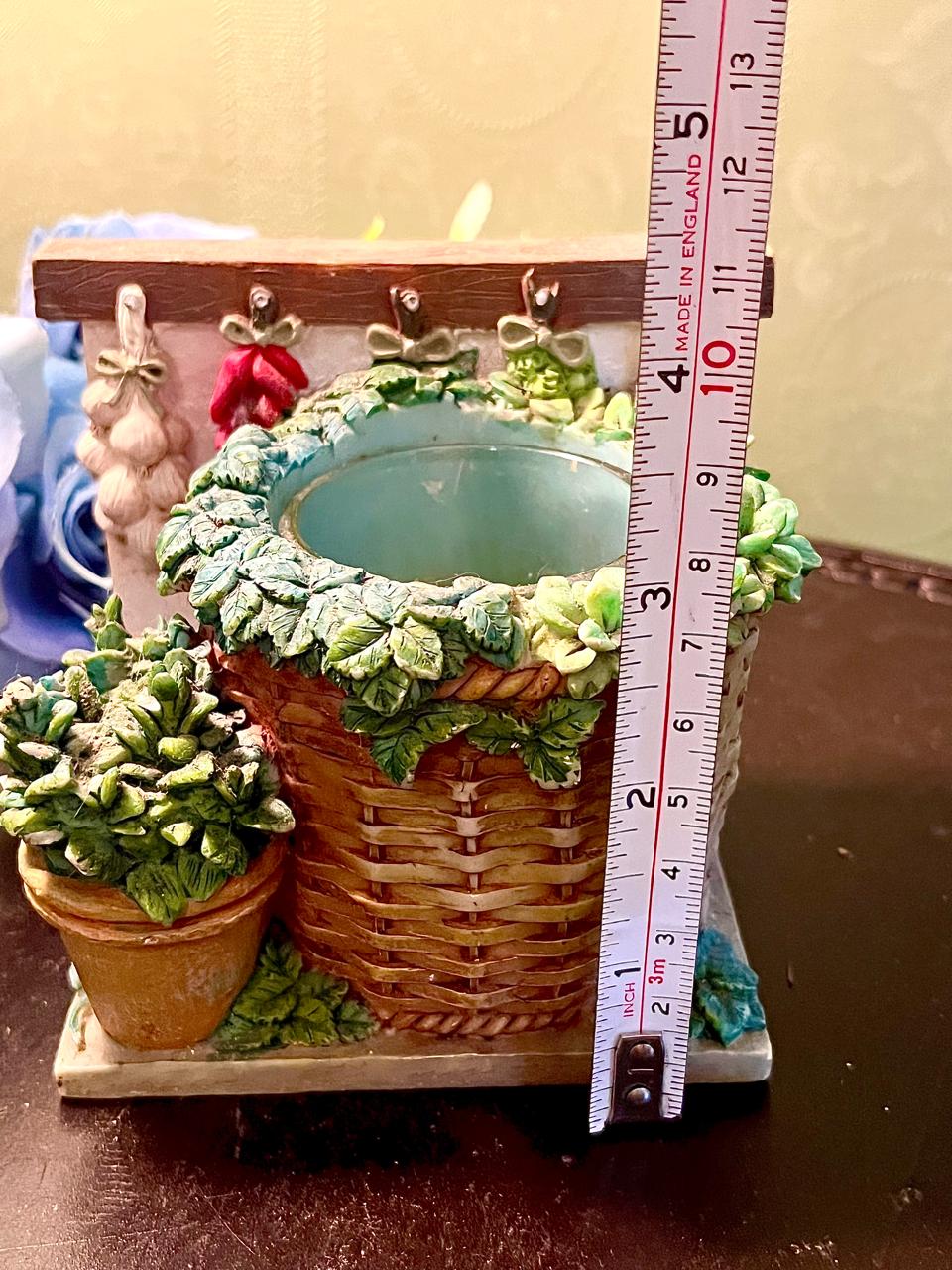 Garden Basket Candle Holder with Crystal Insert 4.5 Inch