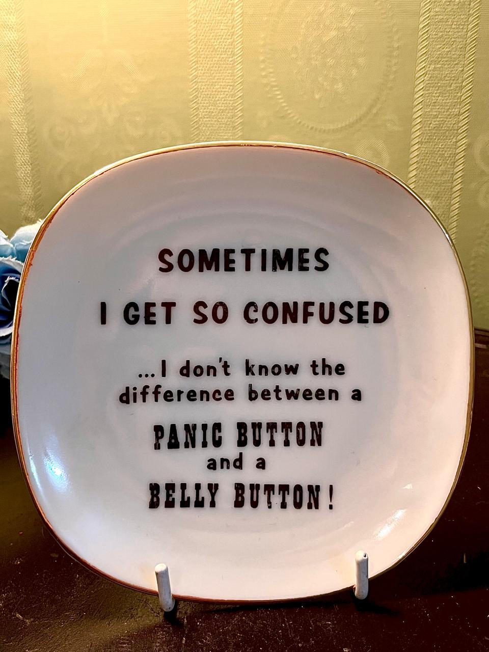 Humorous Panic Button Decorative Plate 5 Inch