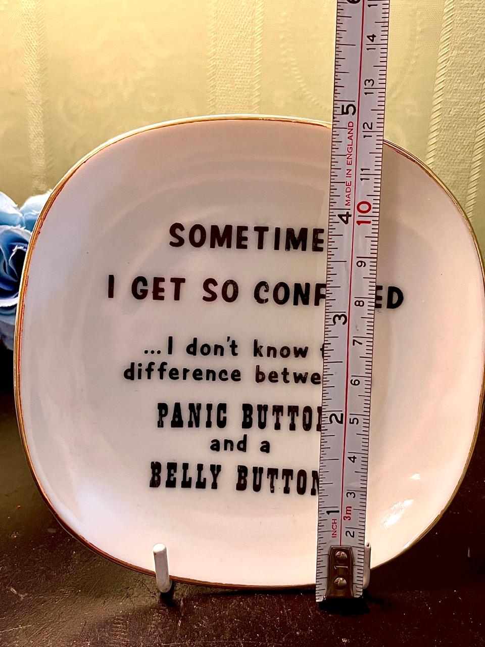 Humorous Panic Button Decorative Plate 5 Inch