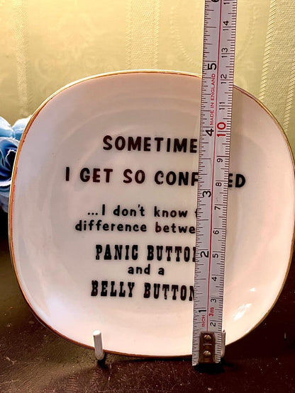 Humorous Panic Button Decorative Plate 5 Inch