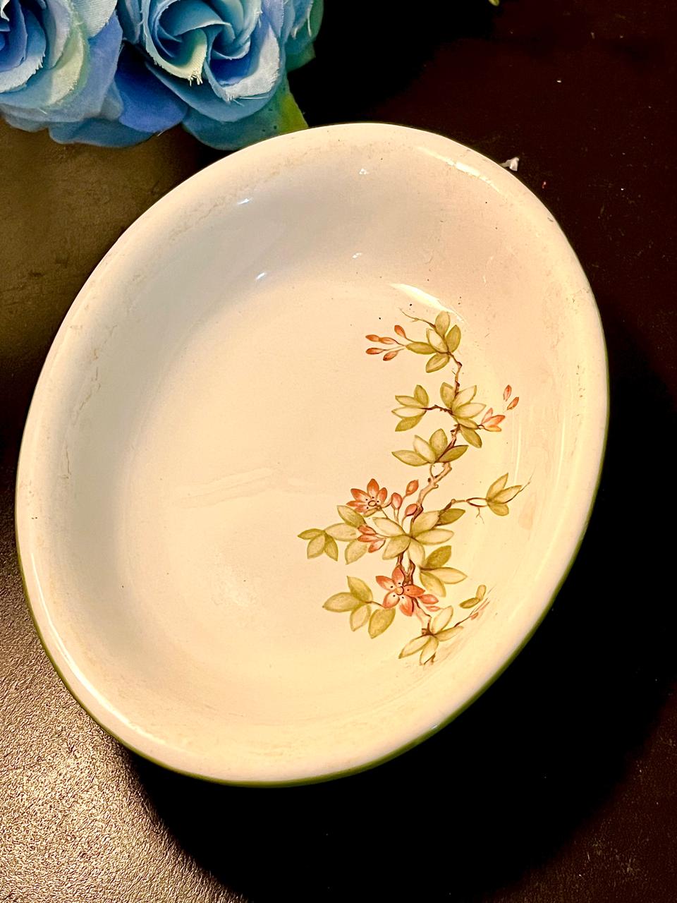 Orange Floral Oval Ceramic Serving Dish 5.5 Inch