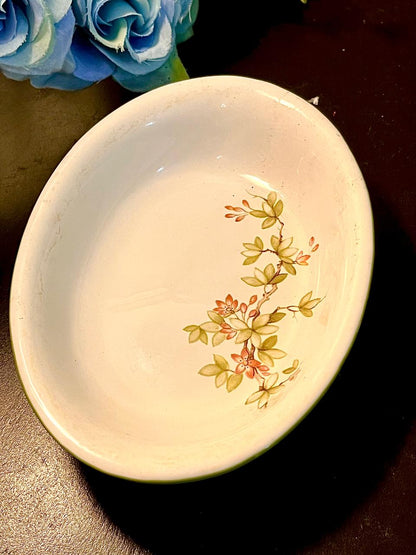 Orange Floral Oval Ceramic Serving Dish 5.5 Inch