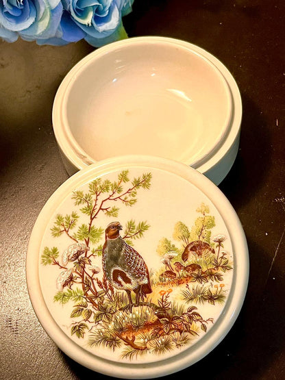 Woodland Game Bird Ceramic Trinket Box 4 Inch