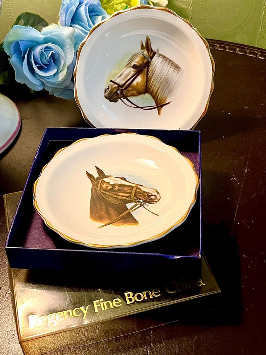 Regency Heritage Horse Fine Bone China Plates Set of 2 4 Inch