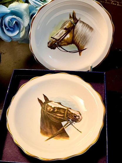 Regency Heritage Horse Fine Bone China Plates Set of 2 4 Inch