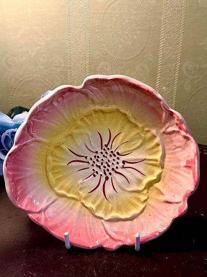 Pink Yellow Flower-Shaped Decorative Plate 5 Inch