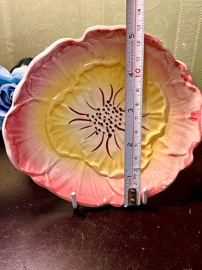 Pink Yellow Flower-Shaped Decorative Plate 5 Inch