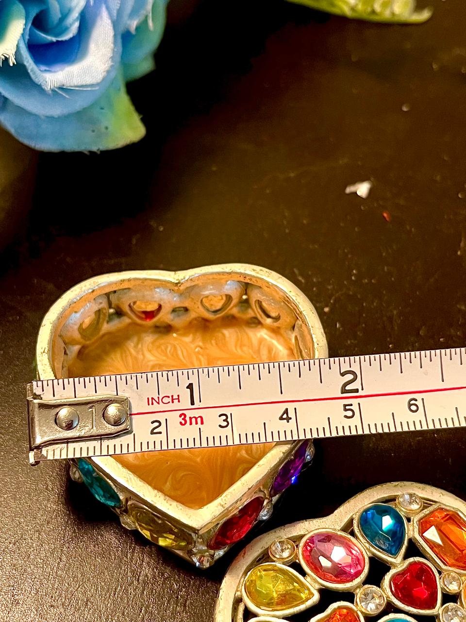 Multicolour Crystal Heart Trinket Box 2.25 Inch