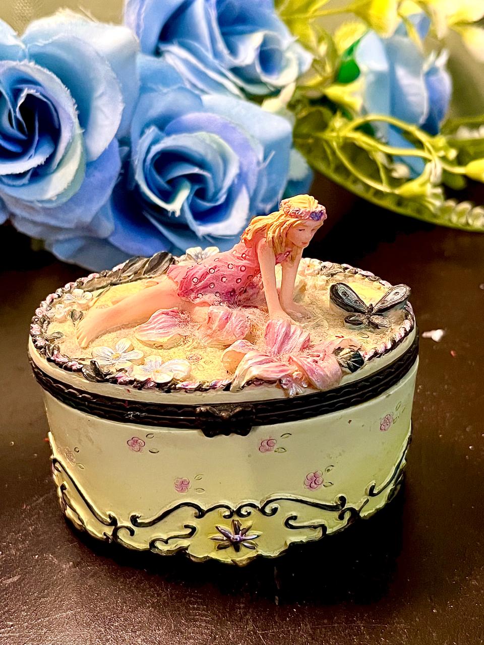 Fairy and Frog Oval Trinket Box 3 Inch