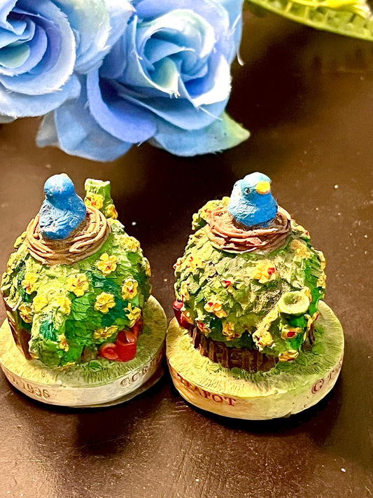 Blue Bird Nest Cottage Miniatures Set of 2, 2.5 Inch