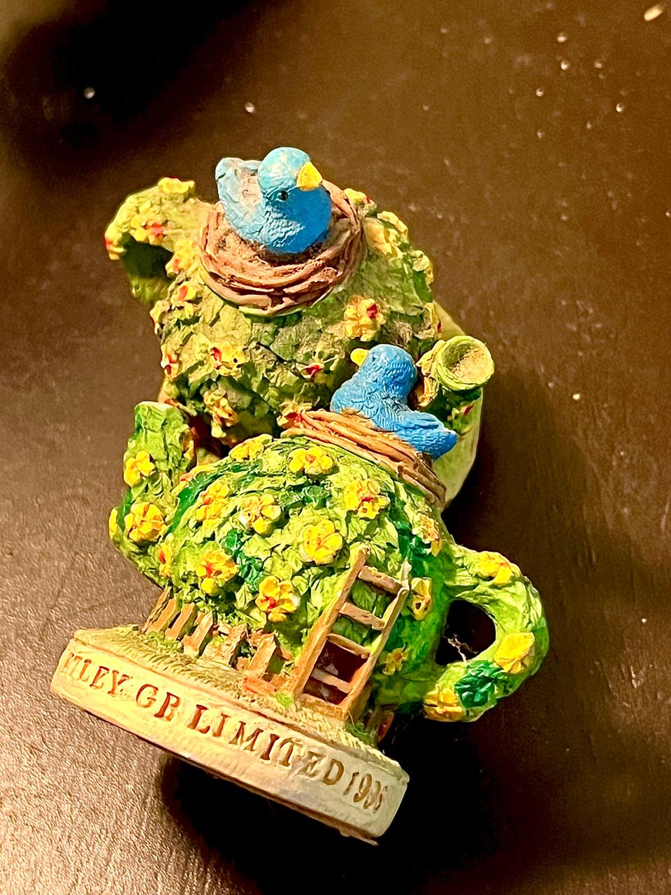 Blue Bird Nest Cottage Miniatures Set of 2, 2.5 Inch