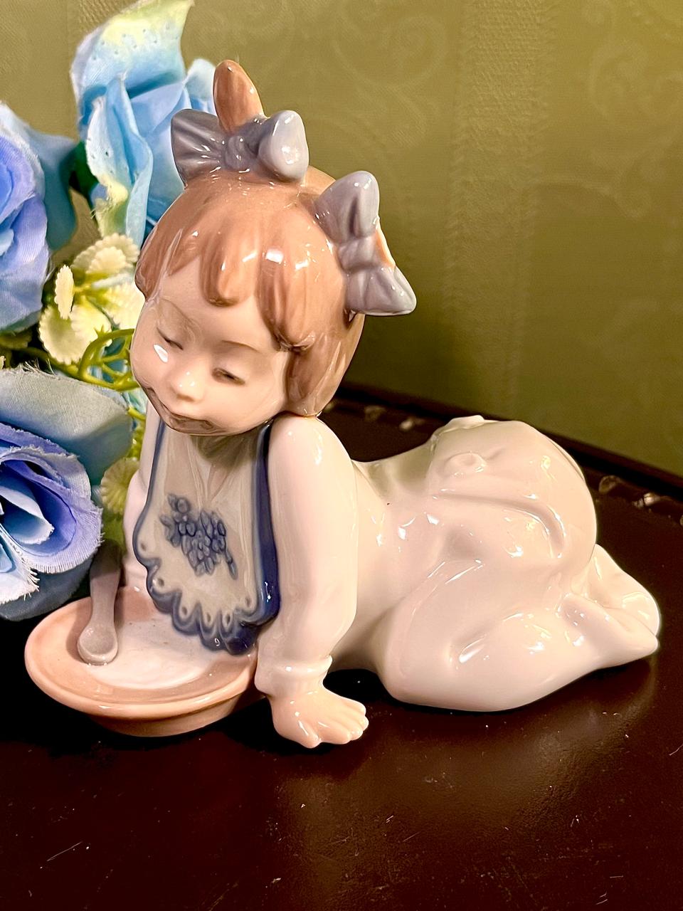Girl with Spoon Figurine Blue Dress 4 Inch