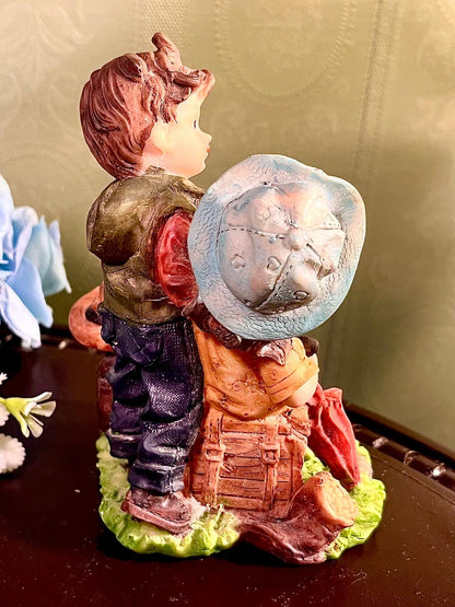 Outdoor Children Figurine with Camping Gear 5.5 Inch