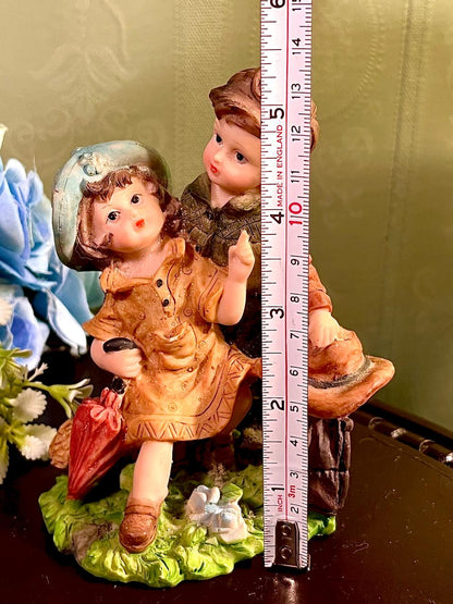Outdoor Children Figurine with Camping Gear 5.5 Inch