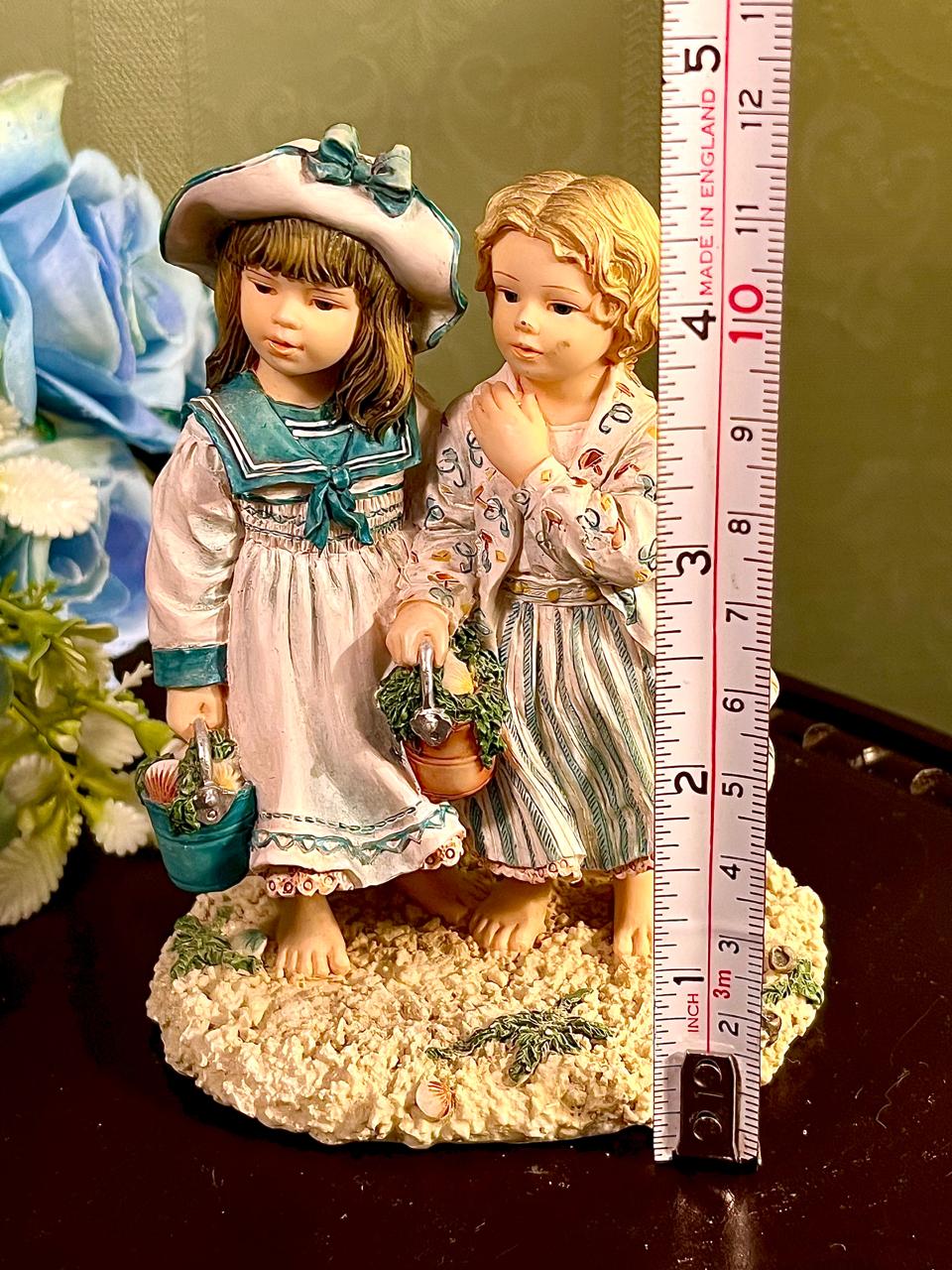 Children Beach Figurine with Seashell Buckets 5 Inch