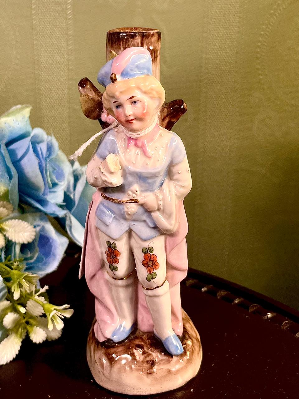Pastel Figure by Tree Decorative Figurine 6.5 Inch
