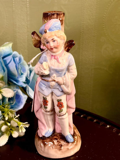 Pastel Figure by Tree Decorative Figurine 6.5 Inch