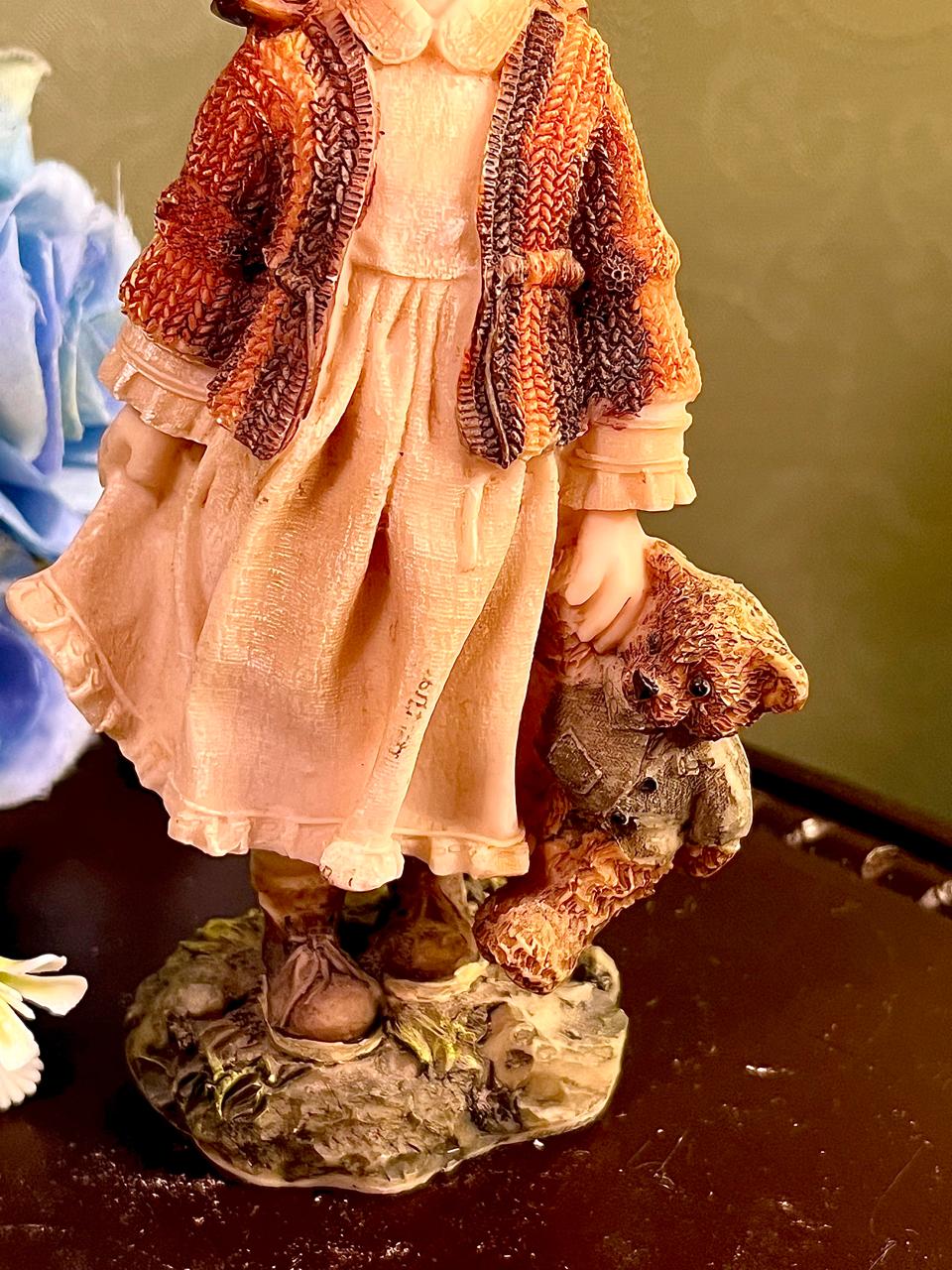 Girl Figurine with Teddy Bear 6 Inch Decorative Statue