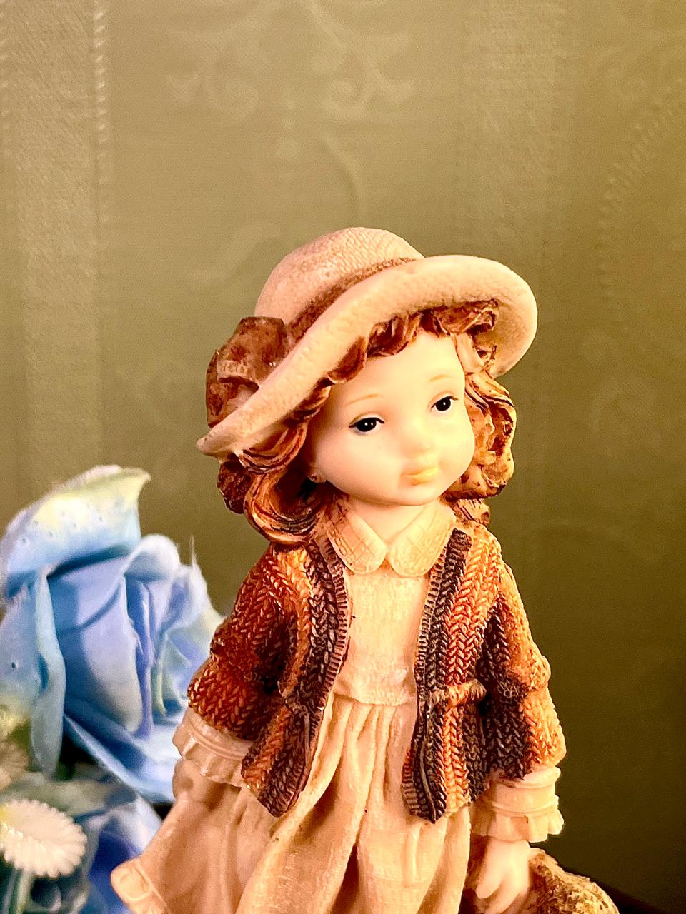 Girl Figurine with Teddy Bear 6 Inch Decorative Statue