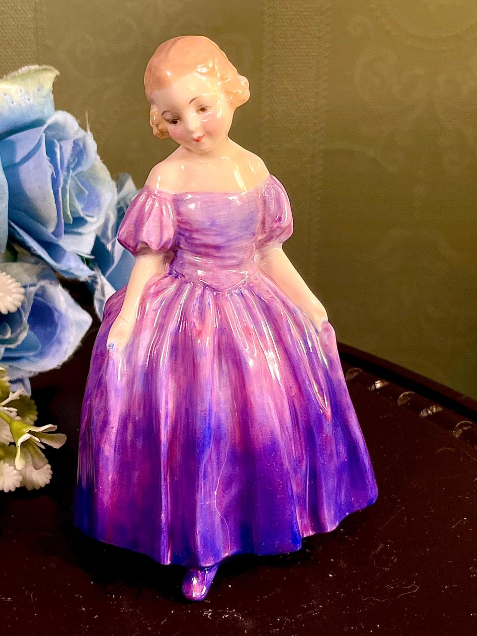 Lady Figurine in Purple Gown 5 Inch Home Decor