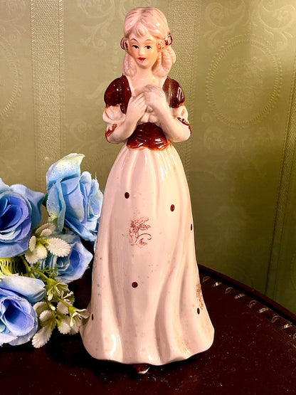 Lady Figurine in Cream and Brown Gown 8 Inch
