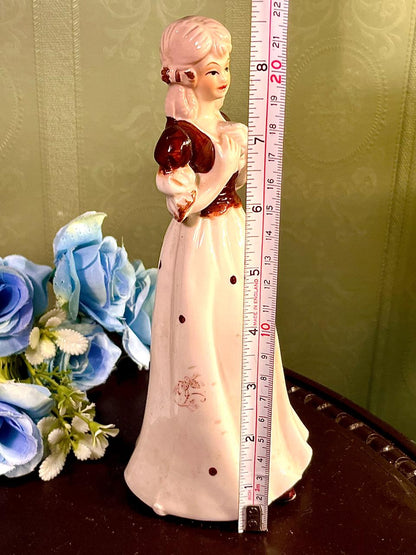 Lady Figurine in Cream and Brown Gown 8 Inch