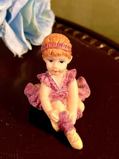 Pink Ballerina Sitting Figurine 2.5 Inch
