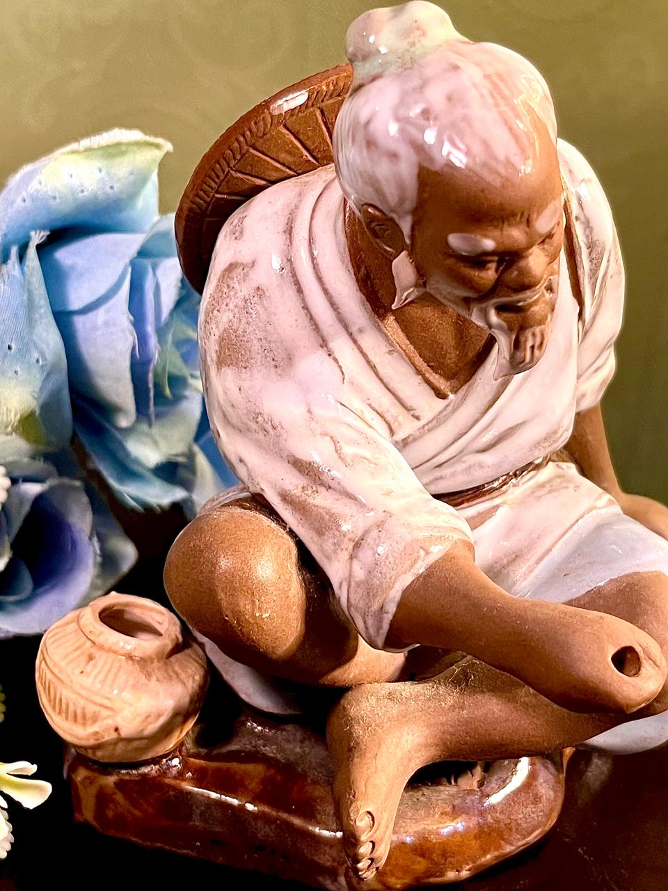 Oriental Scholar Porcelain Figurine 5 Inch
