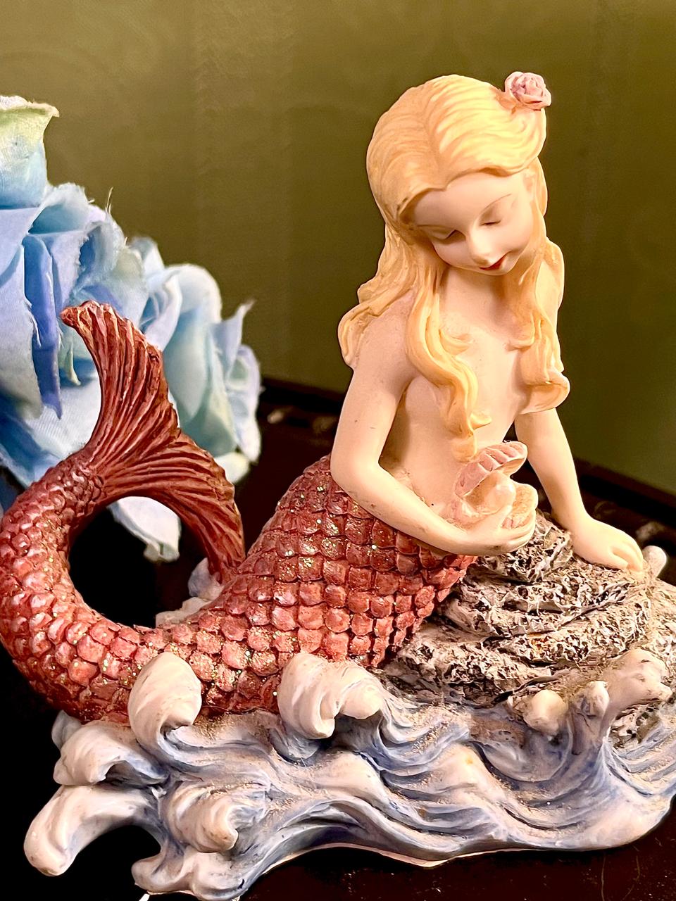 Mermaid with Baby Figurine Pink Tail 5 Inch
